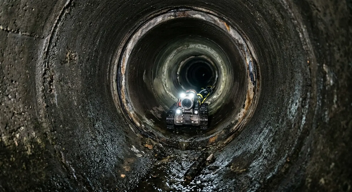 Robotic sewer camera inspecting pipe interior for Sewer Line Repair in Kimball